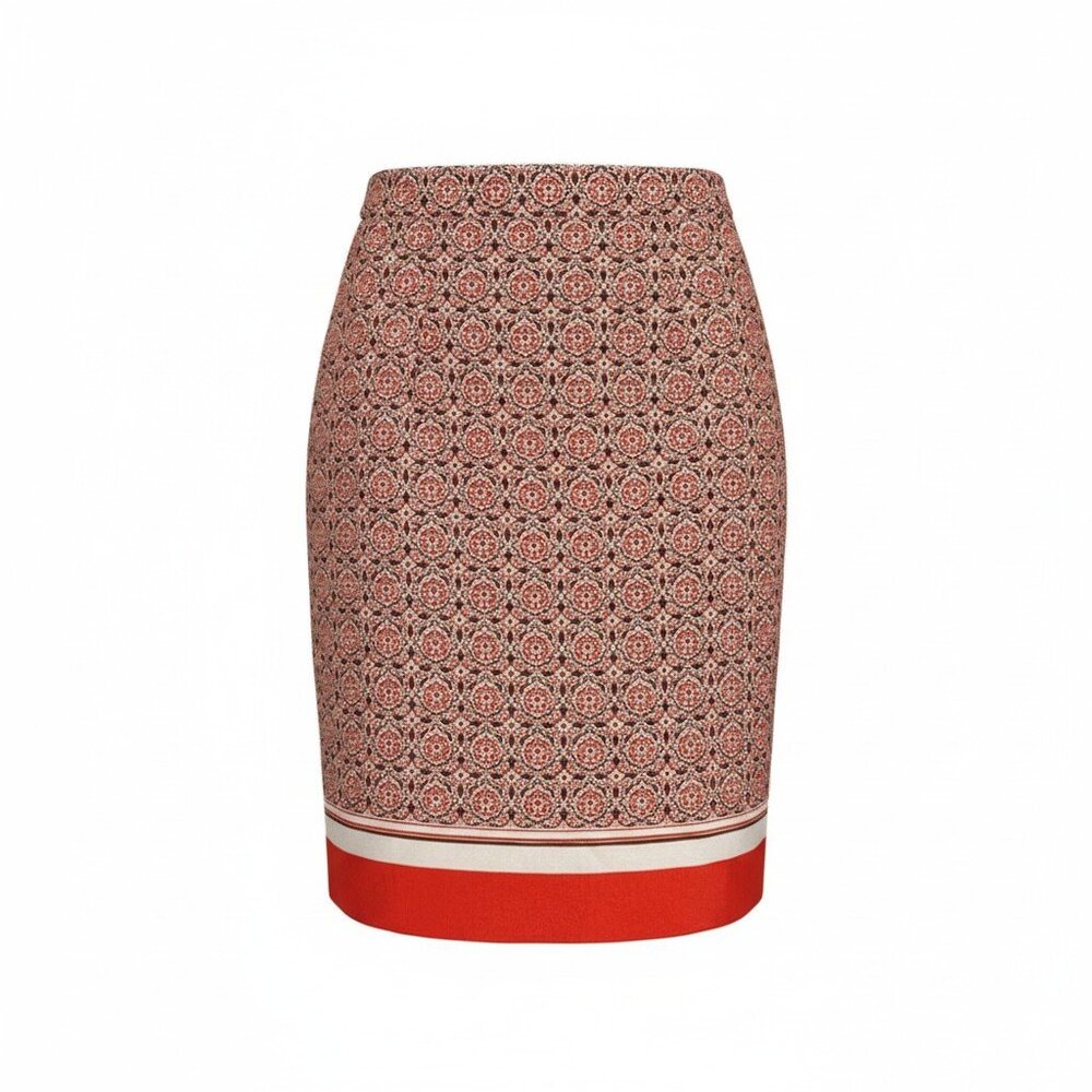 Banana Republic Silk Blend Medallion Midi Skirt Sz 4 Minimalist Chic Workcore